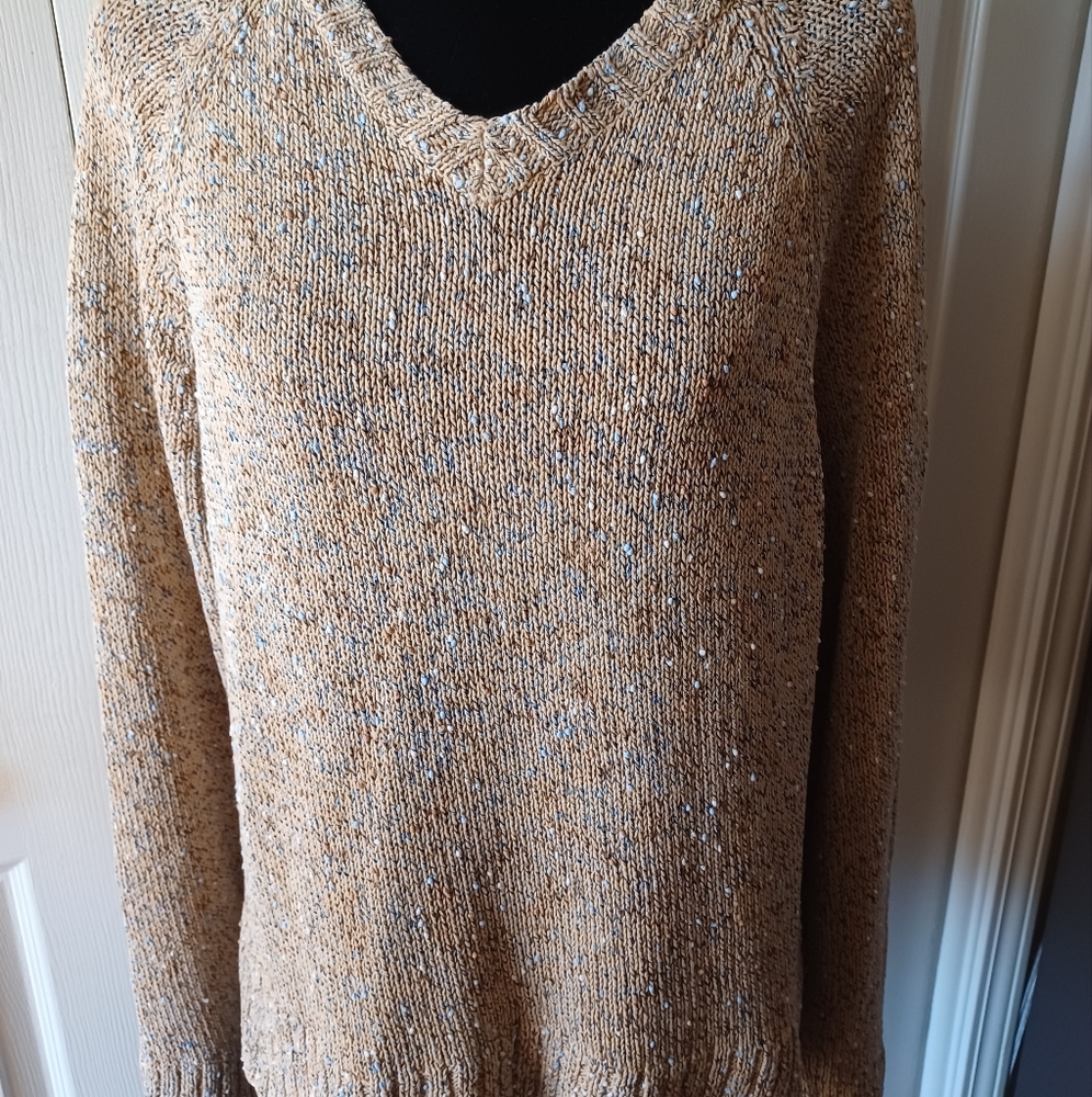 Liz Claiborne Nubby Knit V Neck Sweater Lg